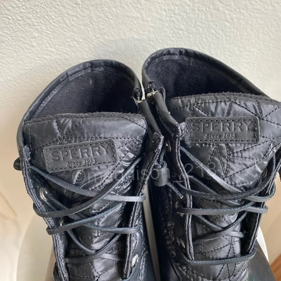 Sperry Saltwater Nylon Quilted Duck Boot Black size 9 women’s Side Zip size 9 - Picture 7 of 11